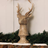 Resin Wood Effect Floral Stag Bust Figurine 45cm - Brown