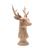 Resin Wood Effect Floral Stag Bust Figurine 45cm - Brown