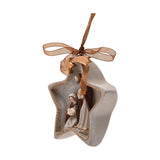 Hanging Star Decoration Ceramic Nativity Scene - Grey