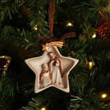 Hanging Star Decoration Ceramic Nativity Scene - Grey