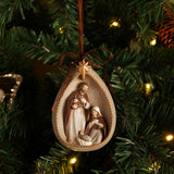 Oval Ceramic Nativity Scene Hanging Decoration 16cm - Grey
