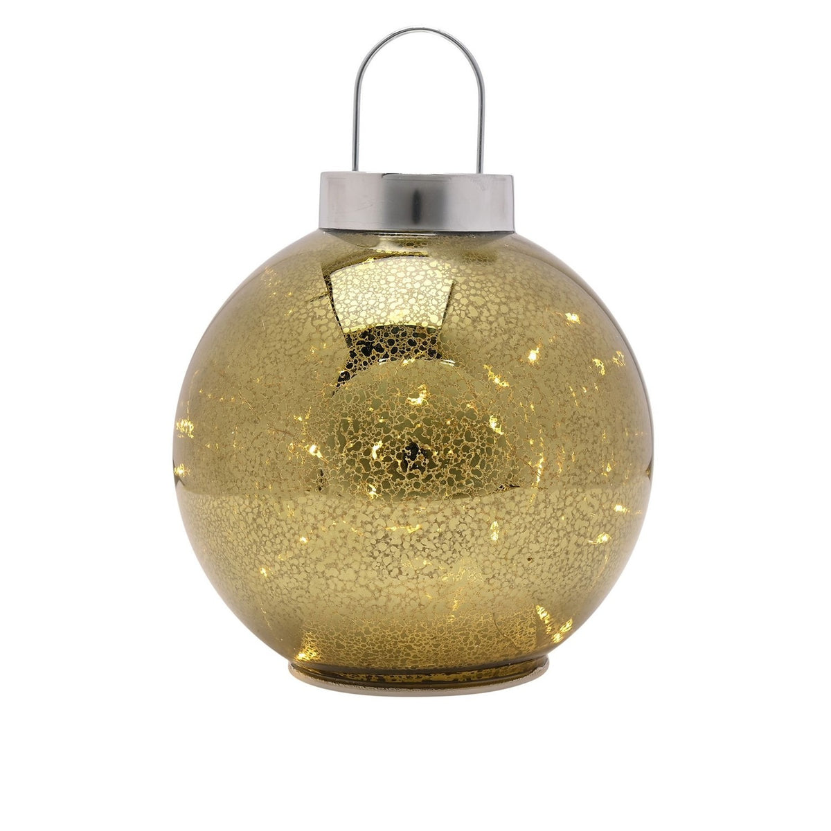 Speckled Glass Bauble LED Light-Up Decoration 13.5cm - Gold