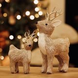Standing Glitter Straw Deer Plastic Decoration 20cm - Brown