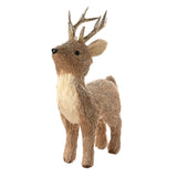 Standing Glitter Straw Deer Plastic Decoration 20cm - Brown