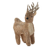 Standing Straw Deer Plastic Christmas Decoration 13cm - Brown