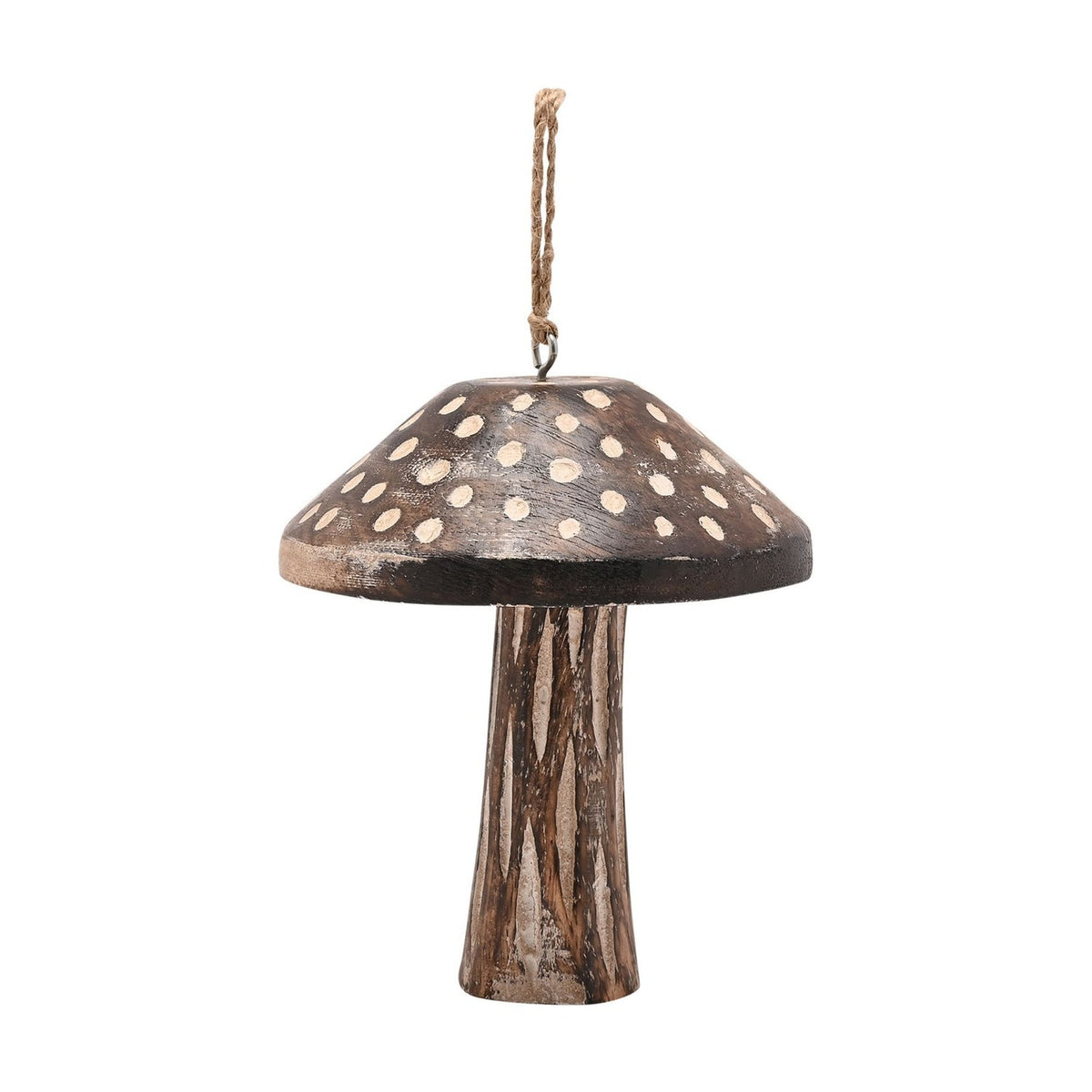 Set of 3 Large Wooden Mushroom Christmas Tree Decorations - Brown