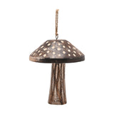 Set of 3 Large Wooden Mushroom Christmas Tree Decorations - Brown