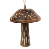 Set of 3 Large Wooden Mushroom Christmas Tree Decorations - Brown