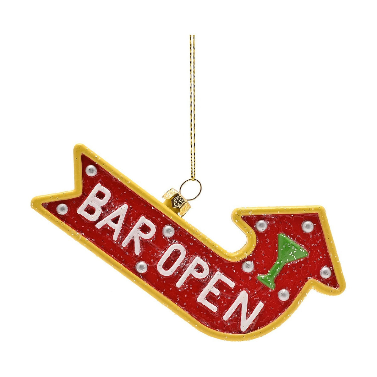 Bar Open Hanging Christmas Tree Decoration - Yellow & Red