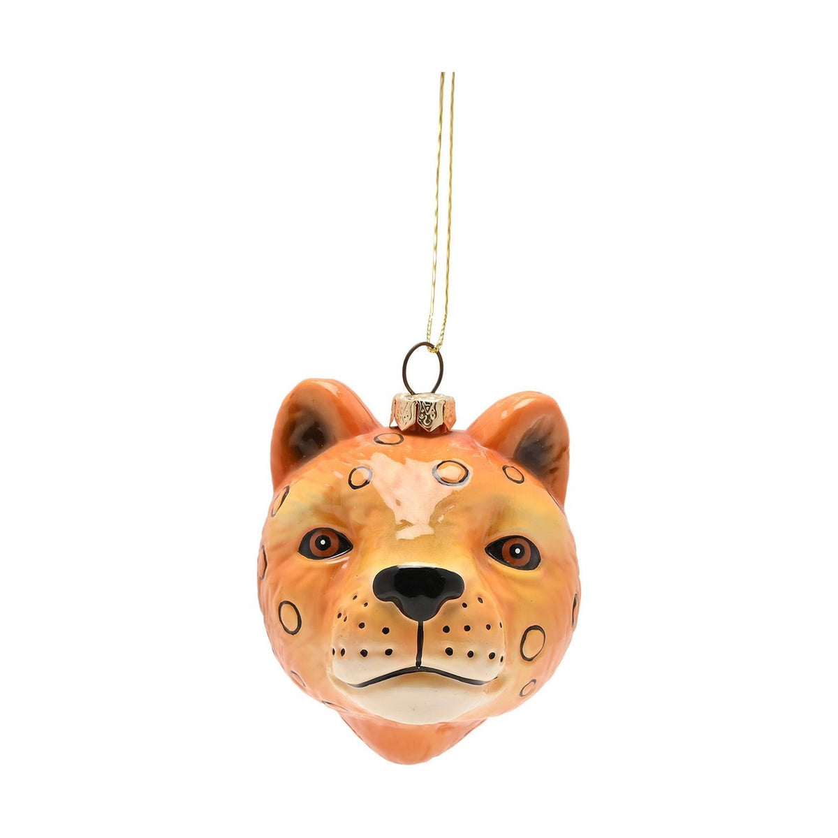 Sassy Leopard Hanging Glass Christmas Tree Decoration - Orange