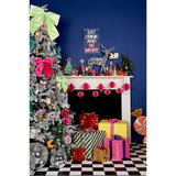 Velvet Hanging Bow Christmas Decoration with Cord - Pink