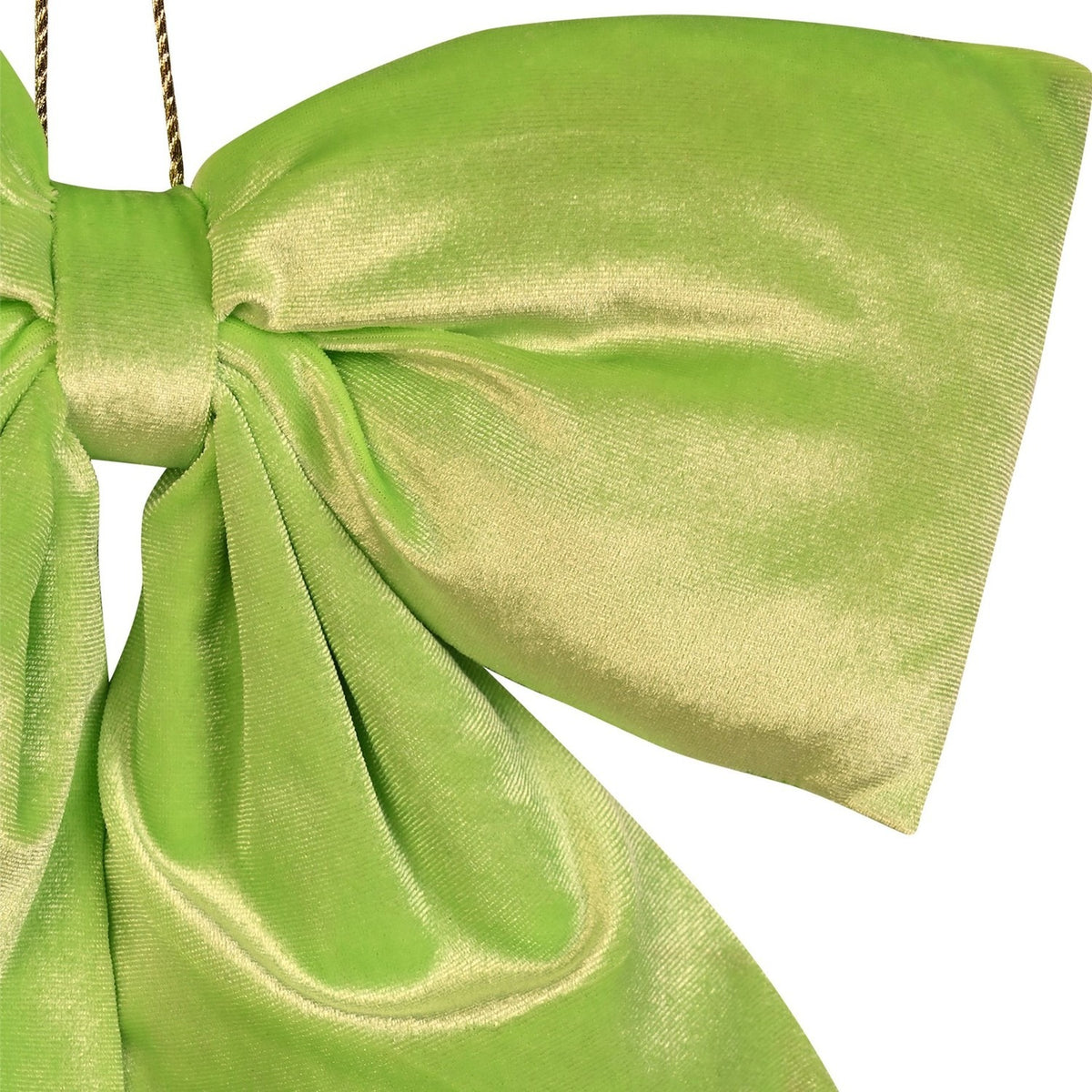 Velvet Bow Christmas Decoration with Hanging Cord - Green