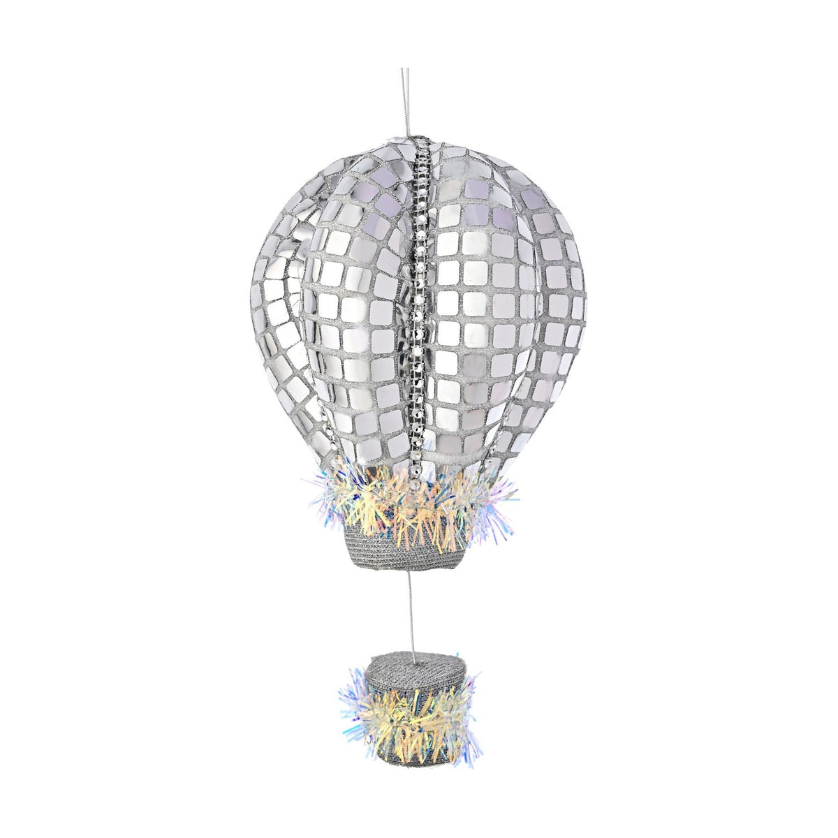Disco Hot Air Balloon Christmas Tree Decoration 22cm - Silver