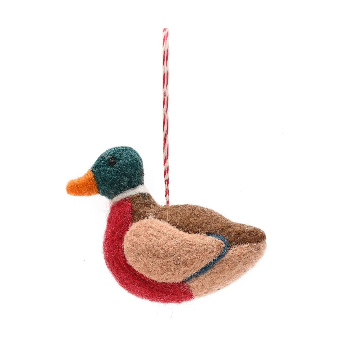 Malcolm the Mallard Felt Christmas Tree Decoration - Brown & Red