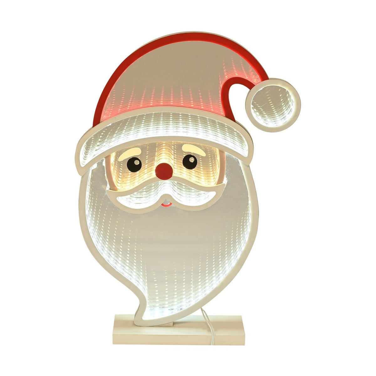 Freestanding Plastic LED Infinity Santa Mirror Light - White