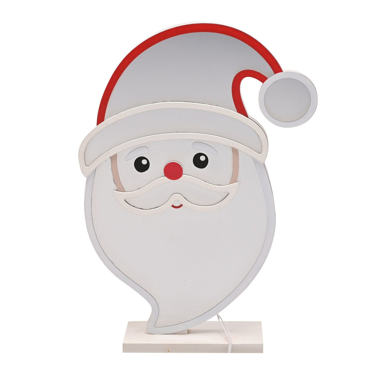 Freestanding Plastic LED Infinity Santa Mirror Light - White