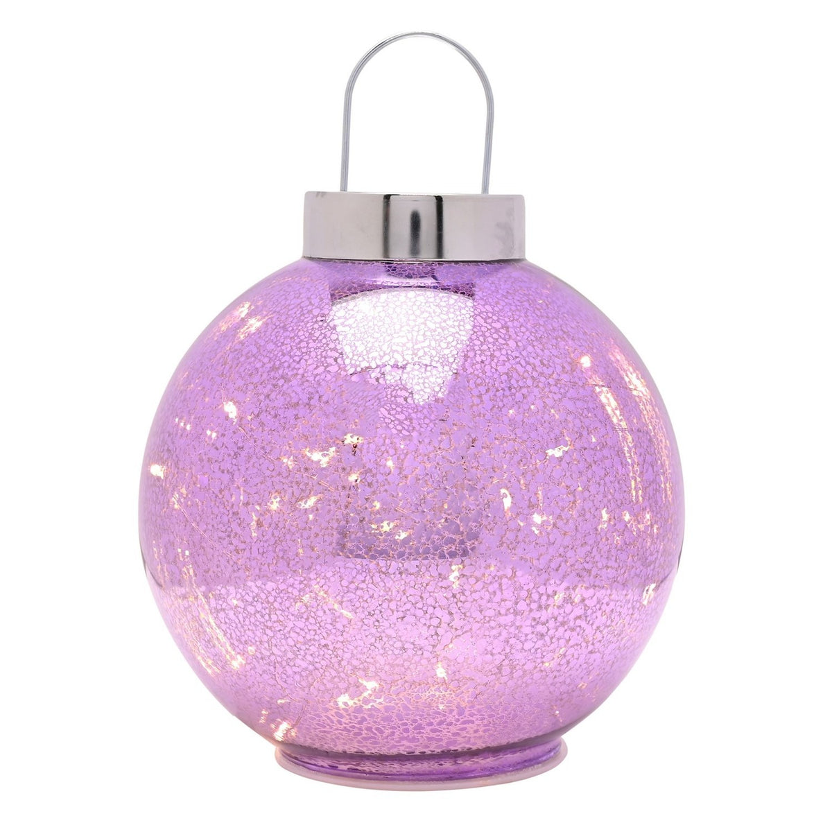 Mercury Glass LED Bauble Light-Up Decoration 20cm - Purple