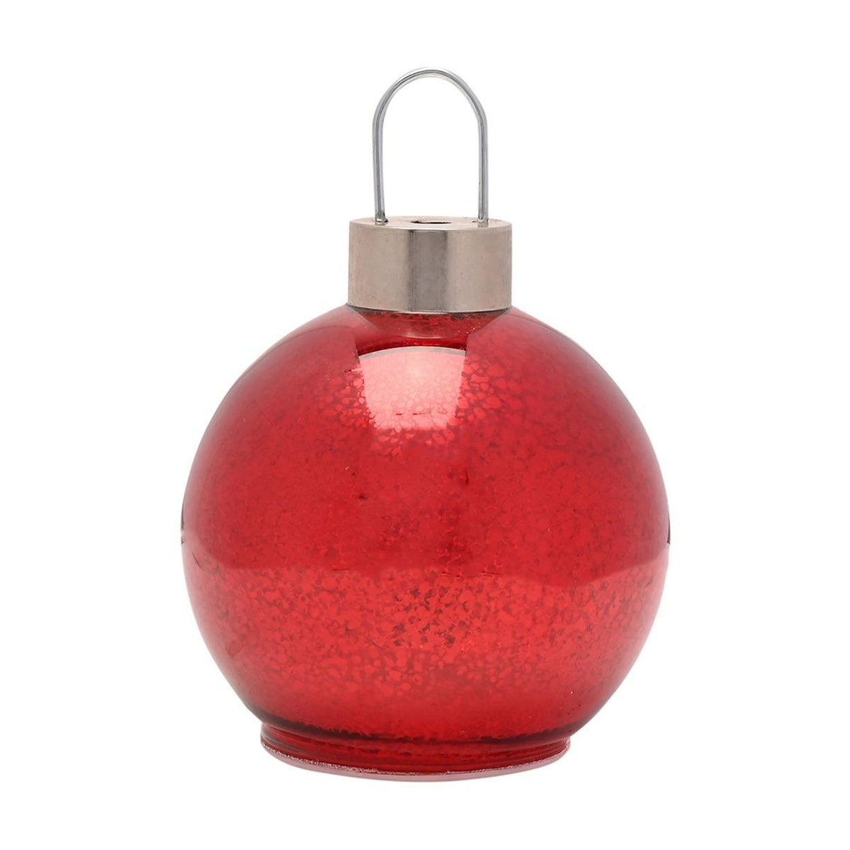 Mercury Glass Bauble LED Fairy Light-Up Decoration 14cm - Red