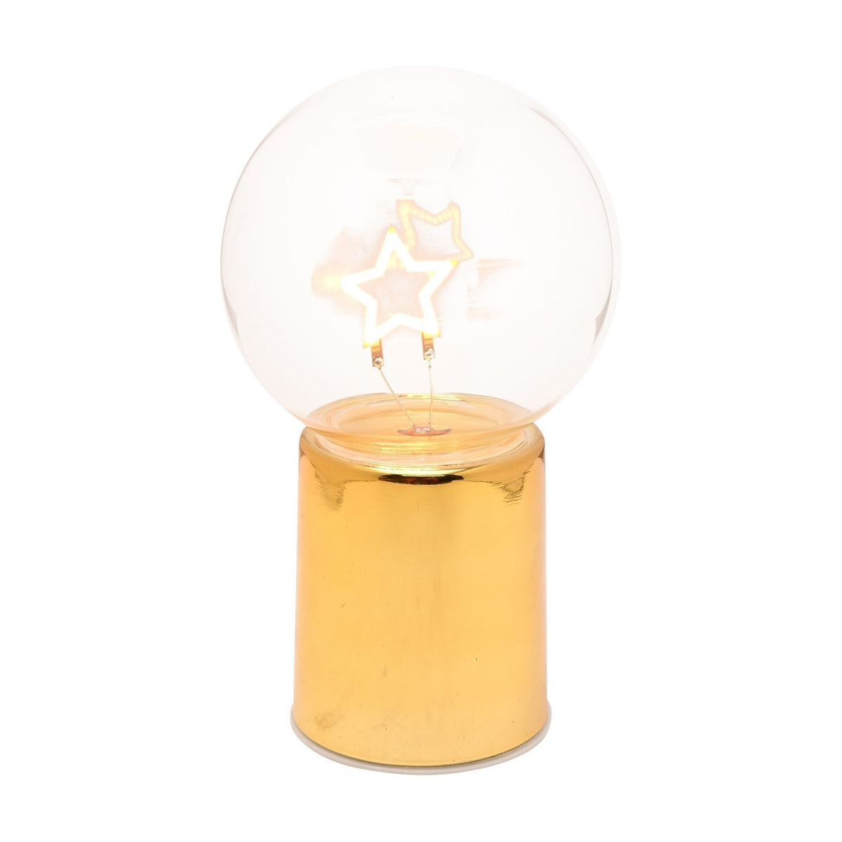 LED Neon Star Plastic Light-Up Decoration with Globe - Gold