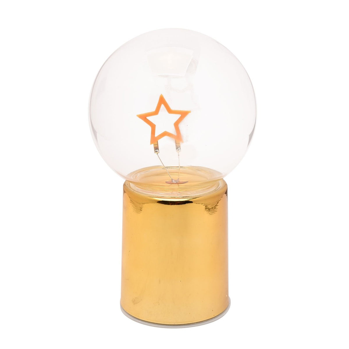 LED Neon Star Plastic Light-Up Decoration with Globe - Gold