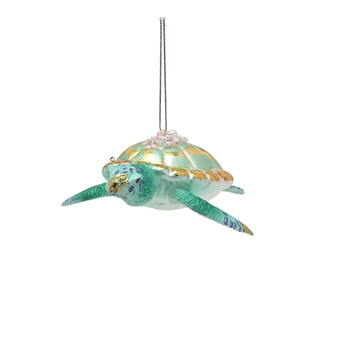 Set of 3 Under the Sea Glass Christmas Tree Decorations - Blue
