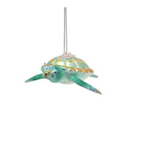 Set of 3 Under the Sea Glass Christmas Tree Decorations - Blue