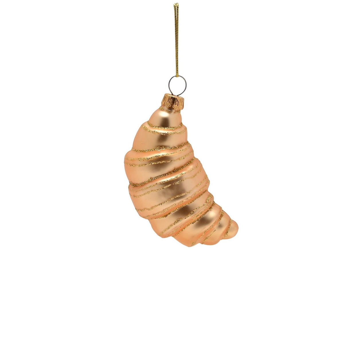 Set of 2 Croissant & Coffee Hanging Tree Decorations - Red & Gold