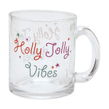Holly Jolly Vibes Christmas Glass Mug with Stars - Clear