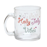 Holly Jolly Vibes Christmas Glass Mug with Stars - Clear
