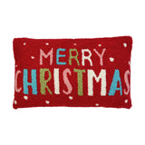Rectangular Merry Christmas Hook Cushion 30 x 50cm - Red
