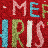 Rectangular Merry Christmas Hook Cushion 30 x 50cm - Red