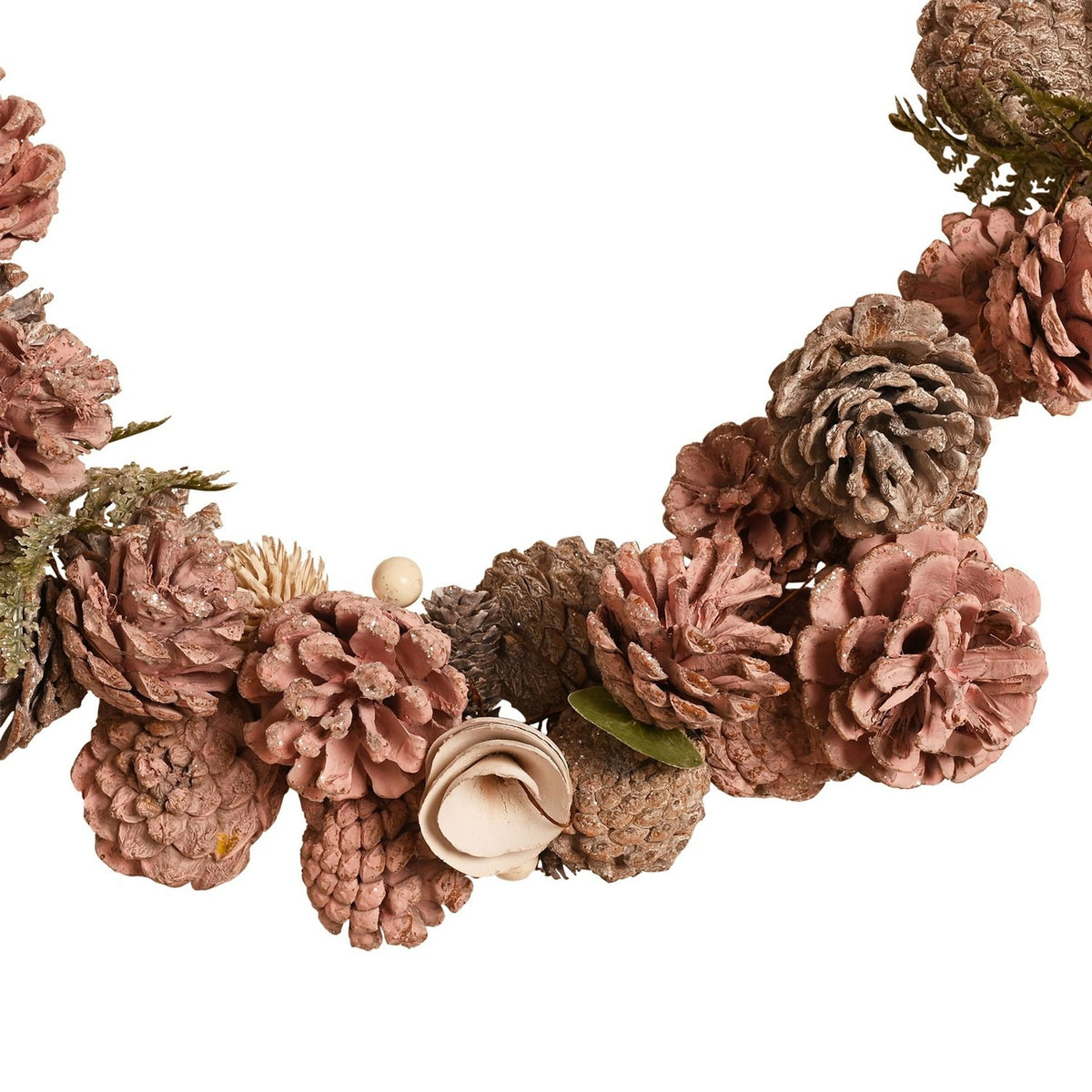 Christmas Pine Cone and Faux Foliage Garland 120cm - Pink