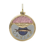Round Caviar Tin Glass Hanging Christmas Ornament - Gold