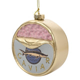 Round Caviar Tin Glass Hanging Christmas Ornament - Gold