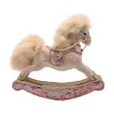 Velvet Rocking Horse Christmas Ornament 30cm - Off White
