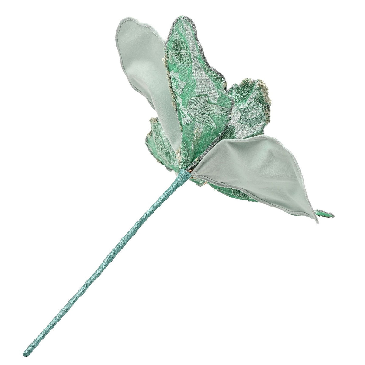Sequinned Flower Pick Plastic Faux Plant 48.5cm - Green