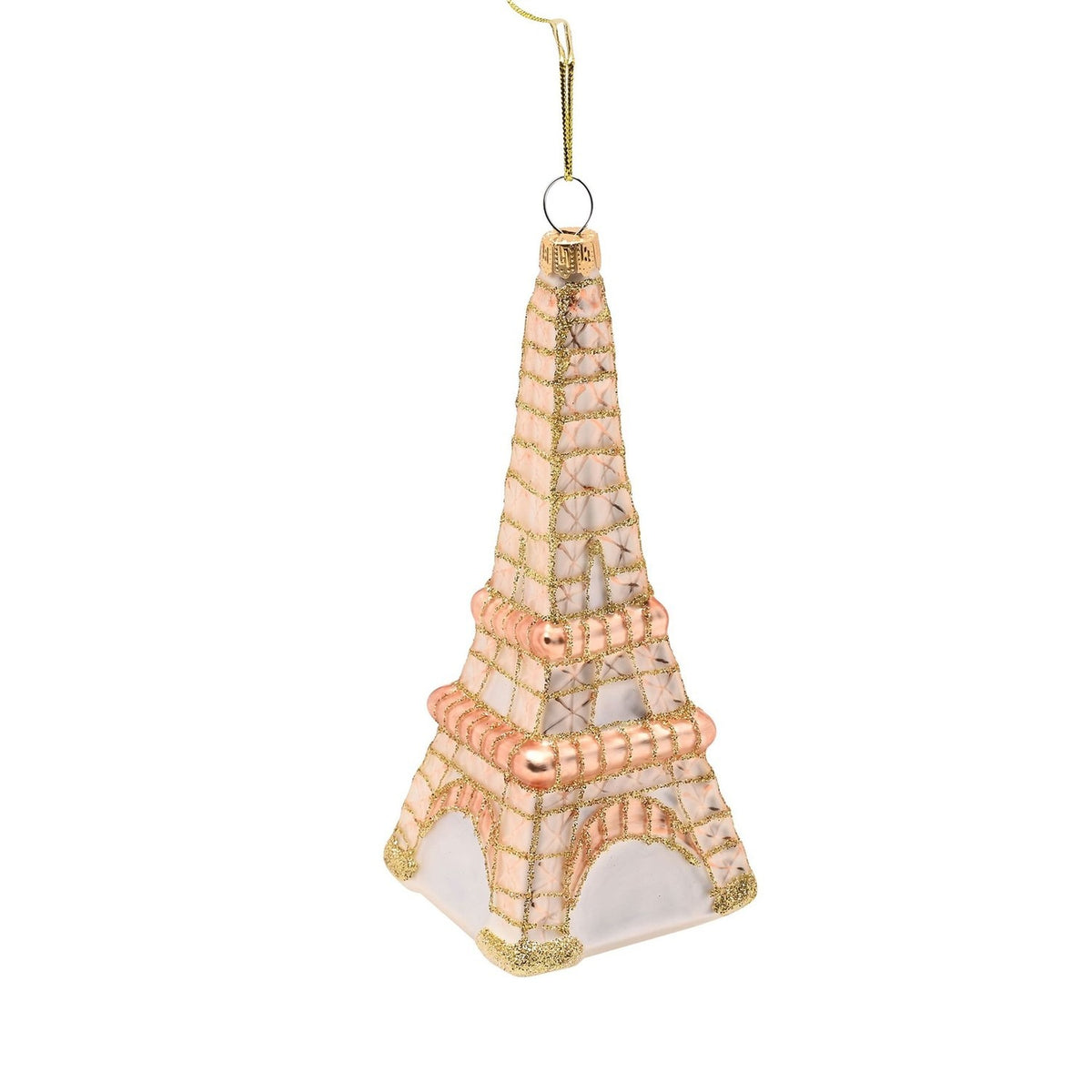 Set of 2 Parisian Glass Bauble Christmas Tree Decorations - Pink