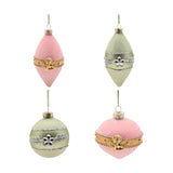 Set of 4 Parisian Glass Christmas Tree Decorations - Pink & Green