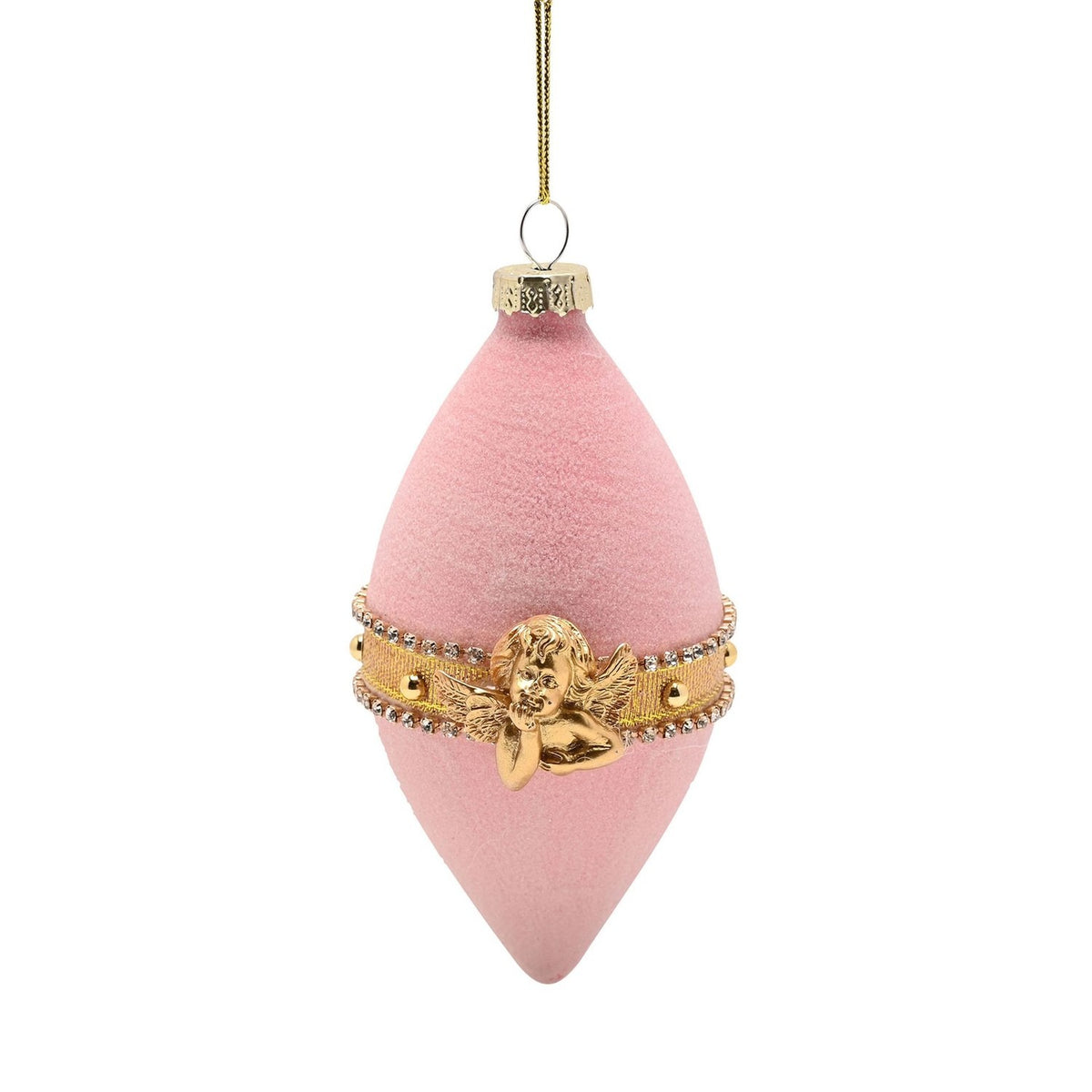 Set of 4 Parisian Glass Christmas Tree Decorations - Pink & Green