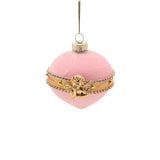 Set of 4 Parisian Glass Christmas Tree Decorations - Pink & Green