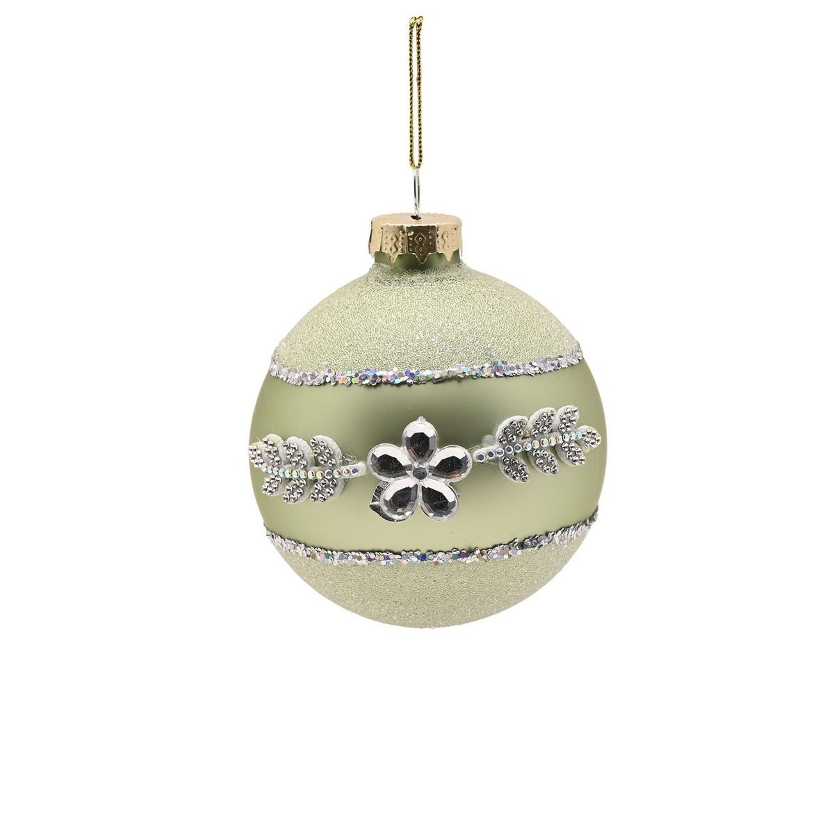 Set of 4 Parisian Glass Christmas Tree Decorations - Pink & Green