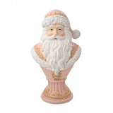 Santa Bust Pedestal Figurine 30.6cm with Gold Detail - Pink