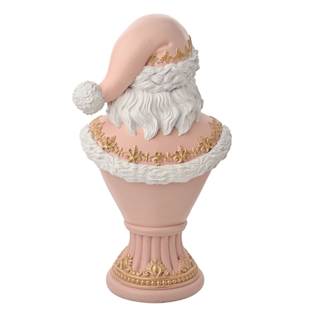 Santa Bust Pedestal Figurine 30.6cm with Gold Detail - Pink