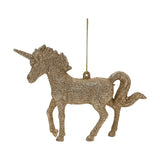 Glitter Unicorn Hanging Ornament Figurine with Cord - Gold