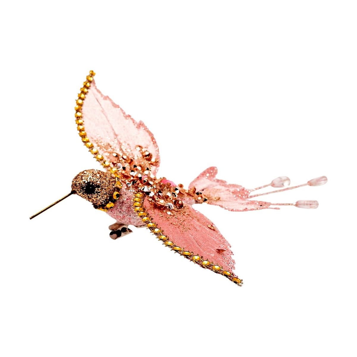 Glitter Hummingbird Clip-on Christmas Tree Decoration - Pink