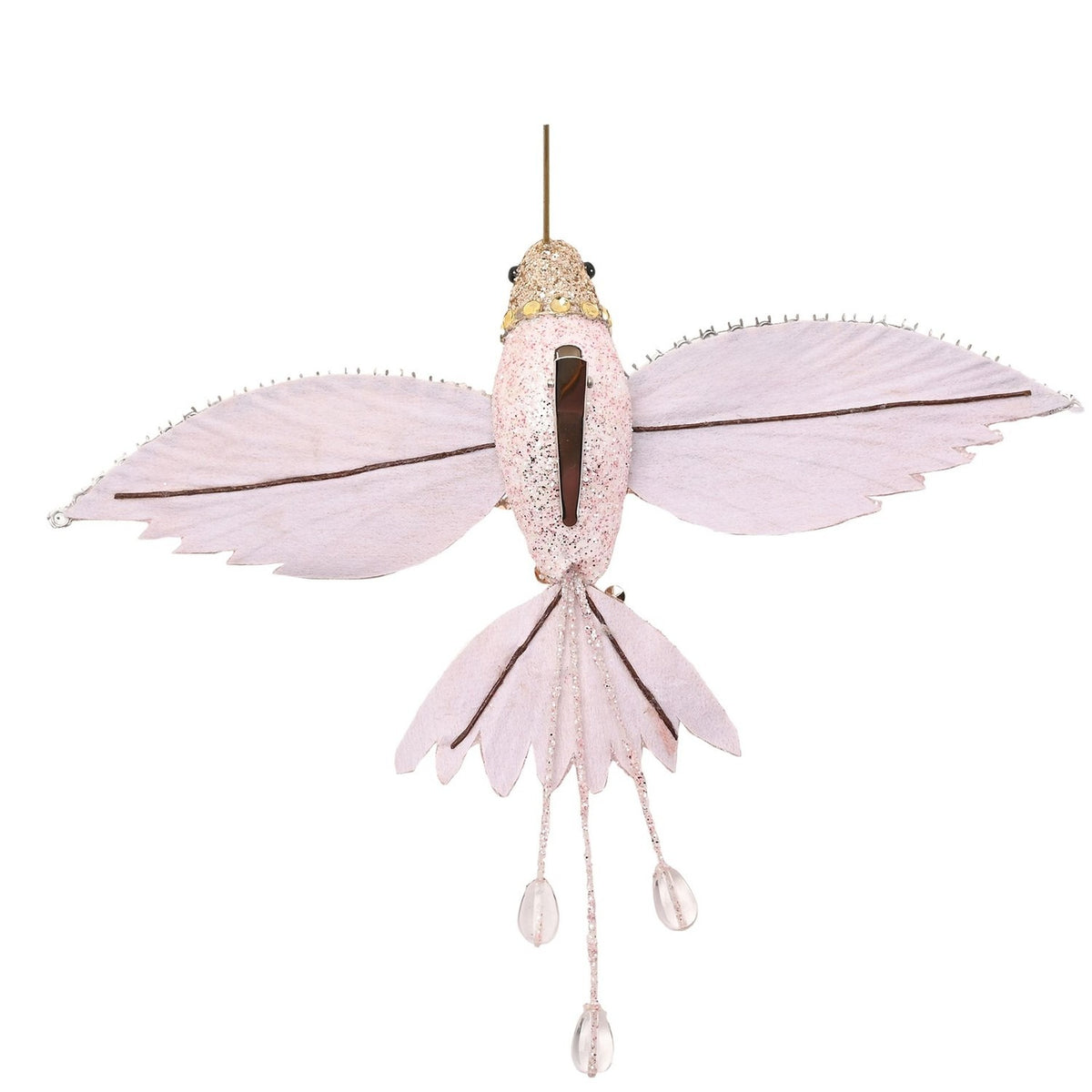 Glitter Hummingbird Clip-on Christmas Tree Decoration - Pink