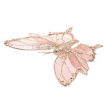 Sheer Butterfly Clip Decoration with Gold Glitter - Pink