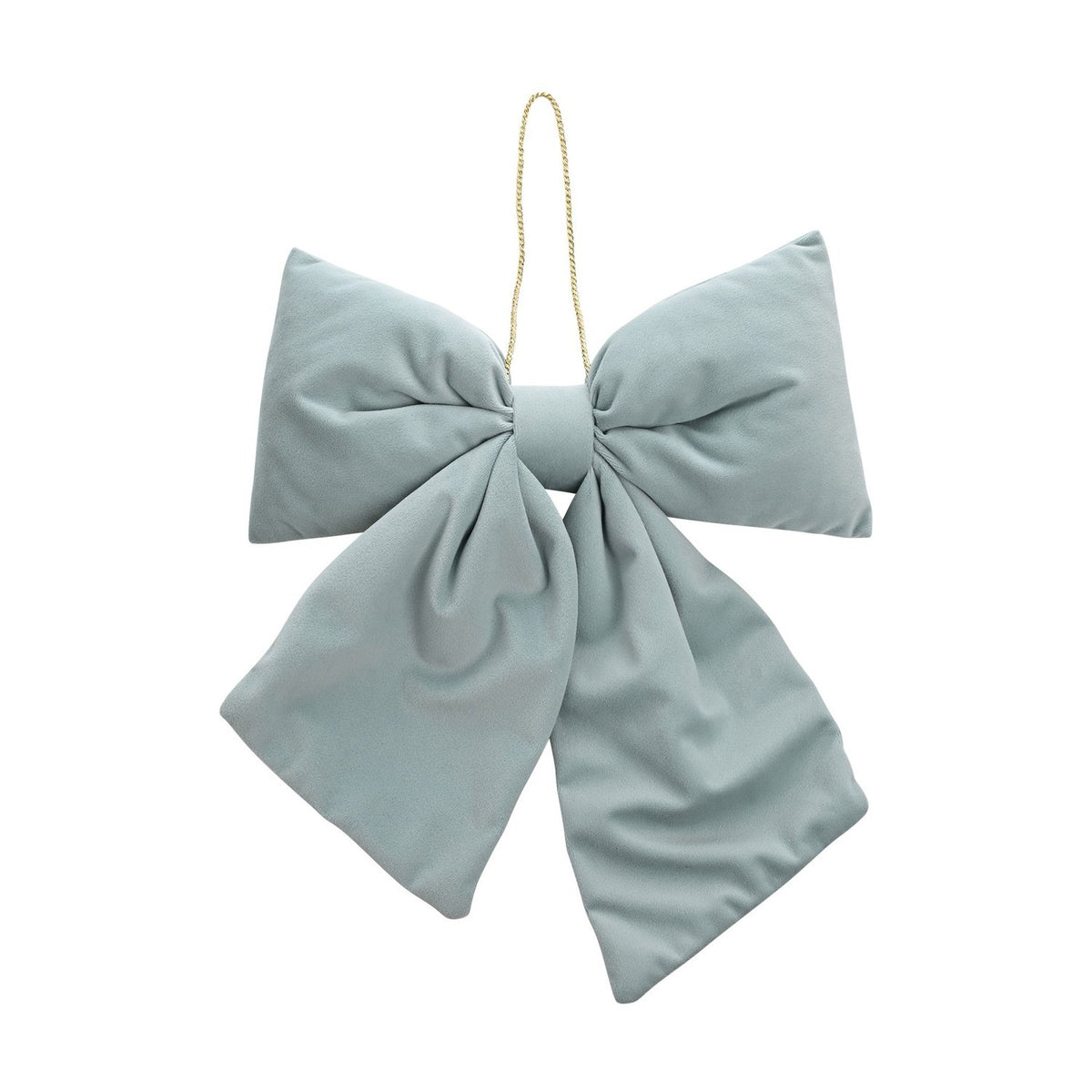 Duck Egg Velvet Hanging Bow Christmas Decoration 38x32cm - Blue