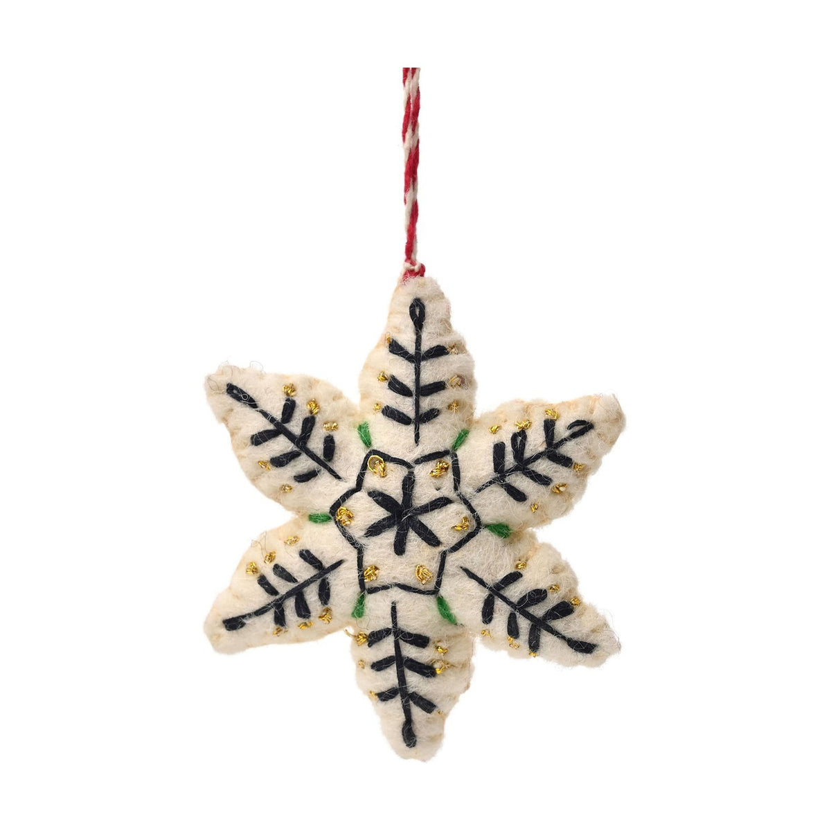 Star Hanging Felt Christmas Tree Decoration - White & Blue