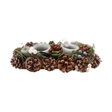 Mixed Foliage Double Votive Candle Holder - Green & White